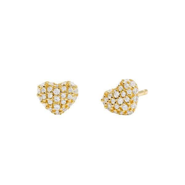 Pave Heart Stud Gold - Ana Joalheiros