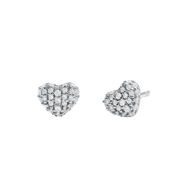 Pave Heart Stud Silver - Ana Joalheiros