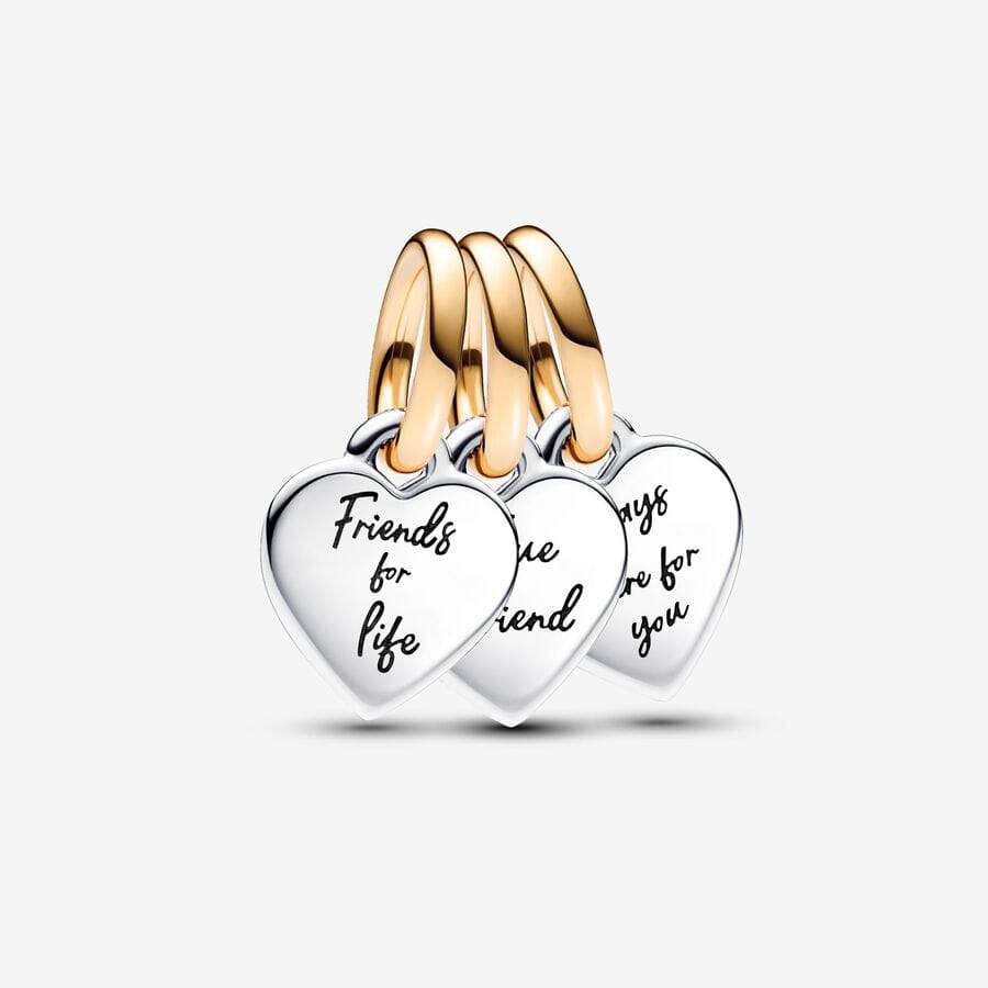 Triple hearts sterling silver and 14k gold-plated splitable dangle - Ana Joalheiros