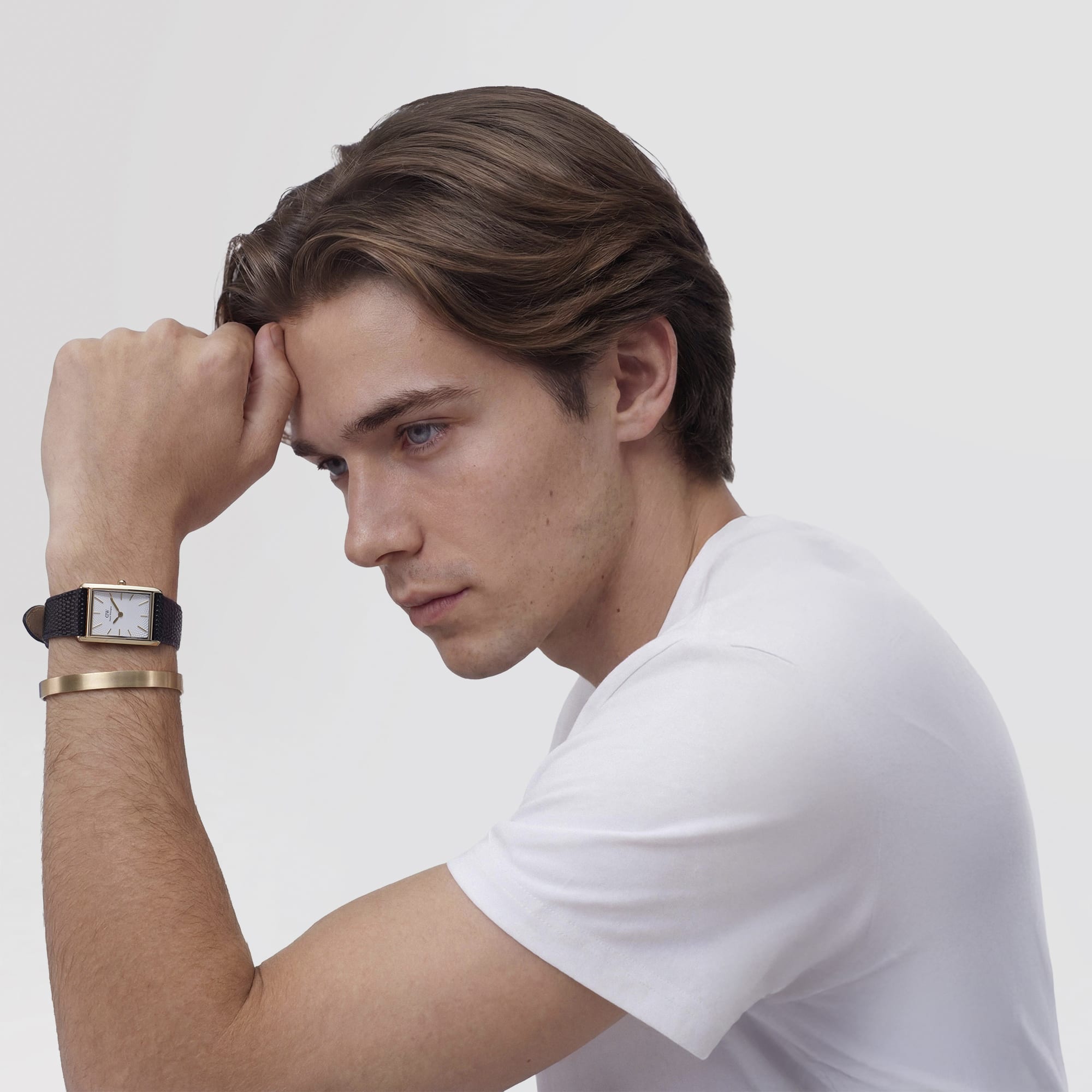 Relógio Daniel Wellington Bound Black Lizard Guilloché Gold