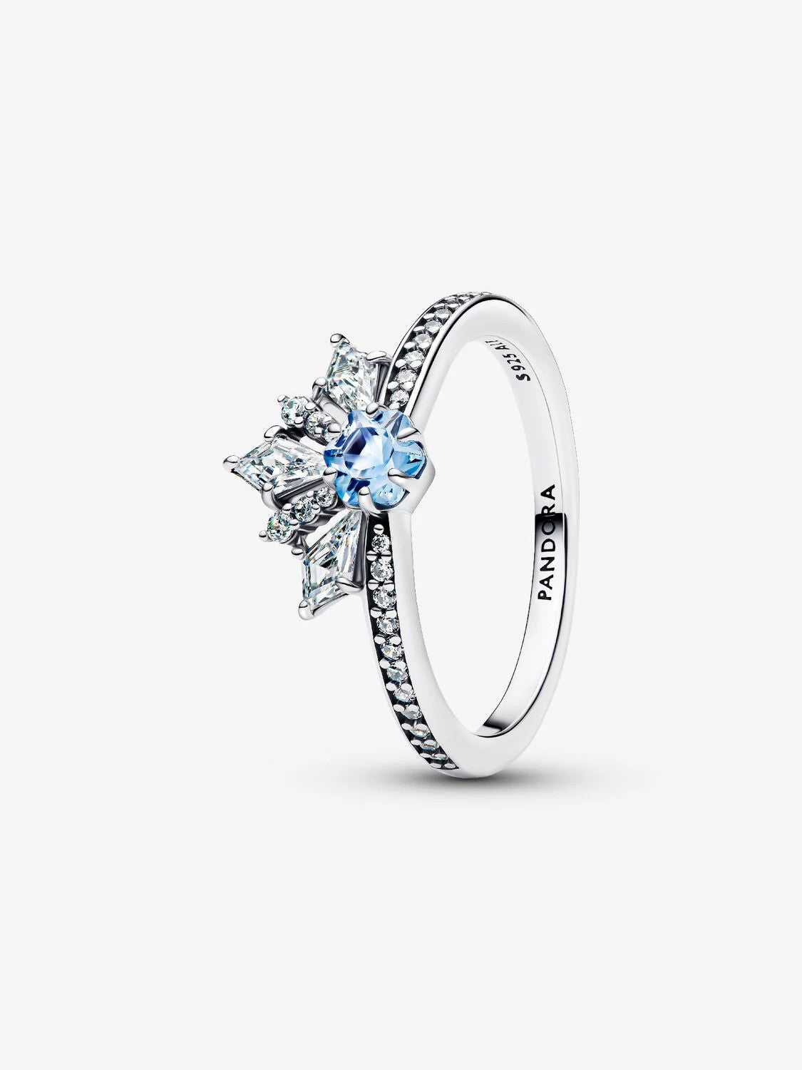 Anel Pandora Disney Frozen Elsa sterling silver ring with water blue crystal
