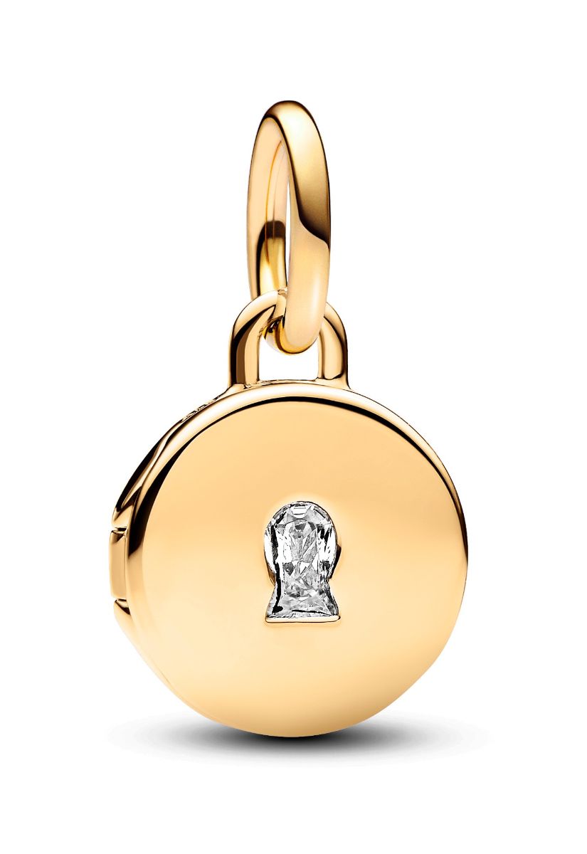 Charm Pandora Key hole engravable locket 14k gold-plated - Ana Joalheiros