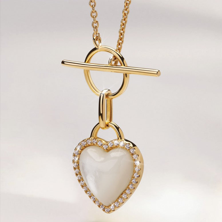 COLAR UNIKE  HEART MOTHER OF PEARL GOLD - Ana Joalheiros
