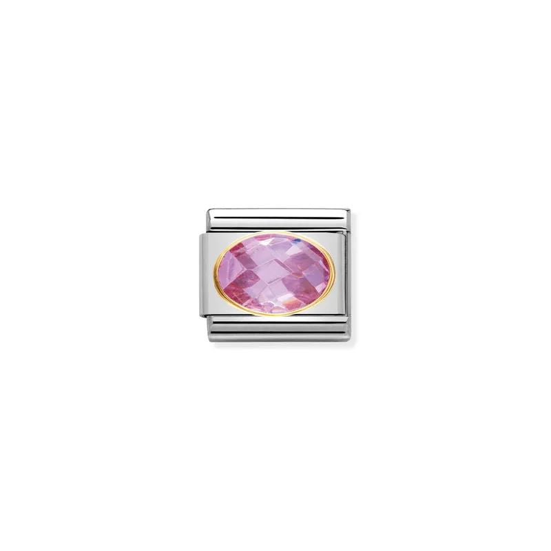 Lin Nomination Pedra Facetada Rosa