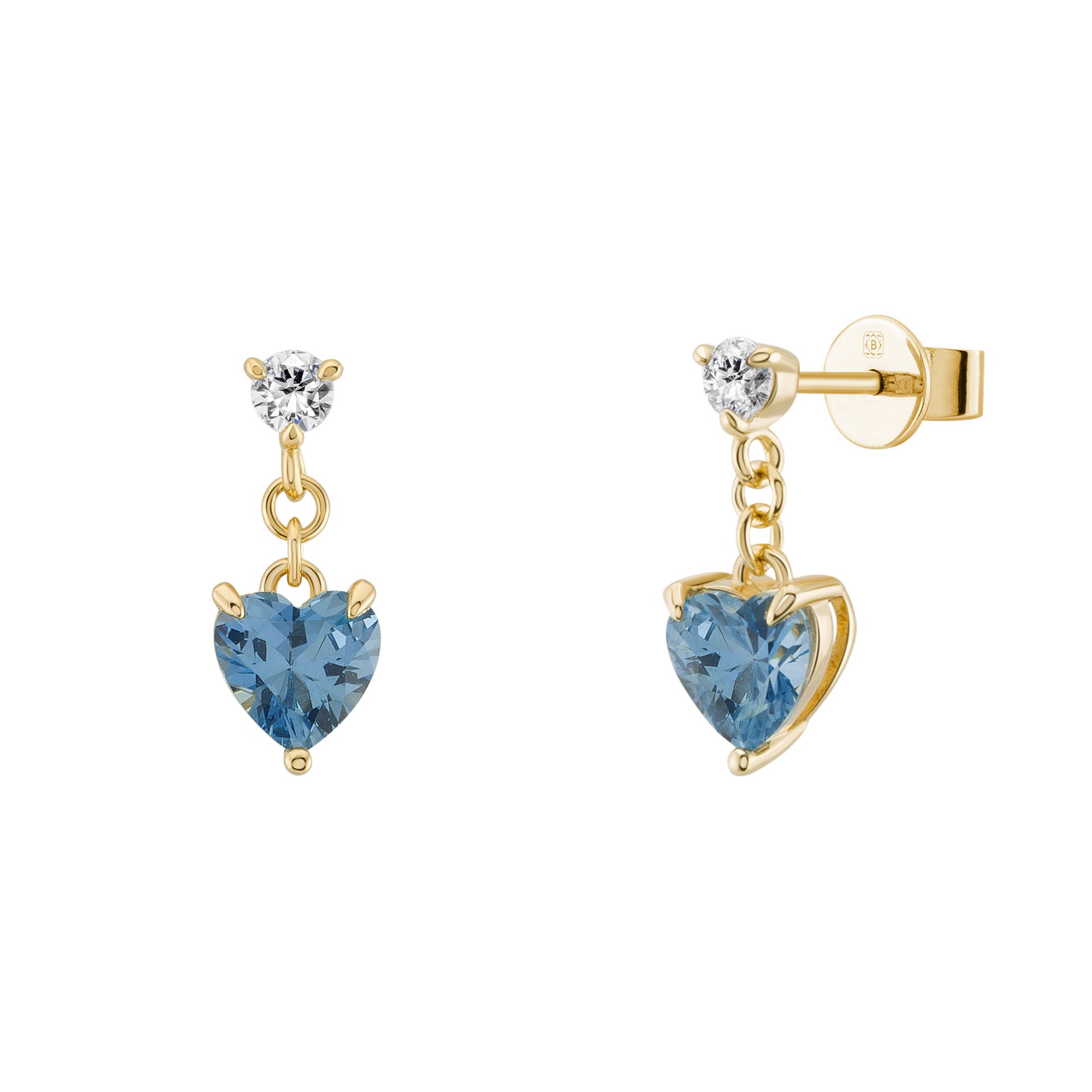 BRINCOS UNIKE BLUE HEART GOLD