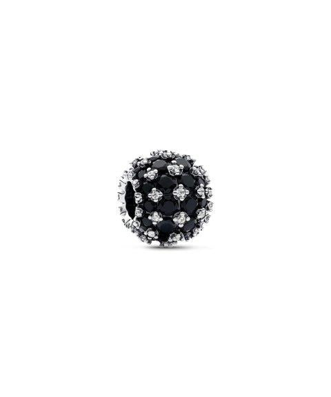Conta Pandora Sterling silver charm with black crystal and clear cubic zirconia - Ana Joalheiros
