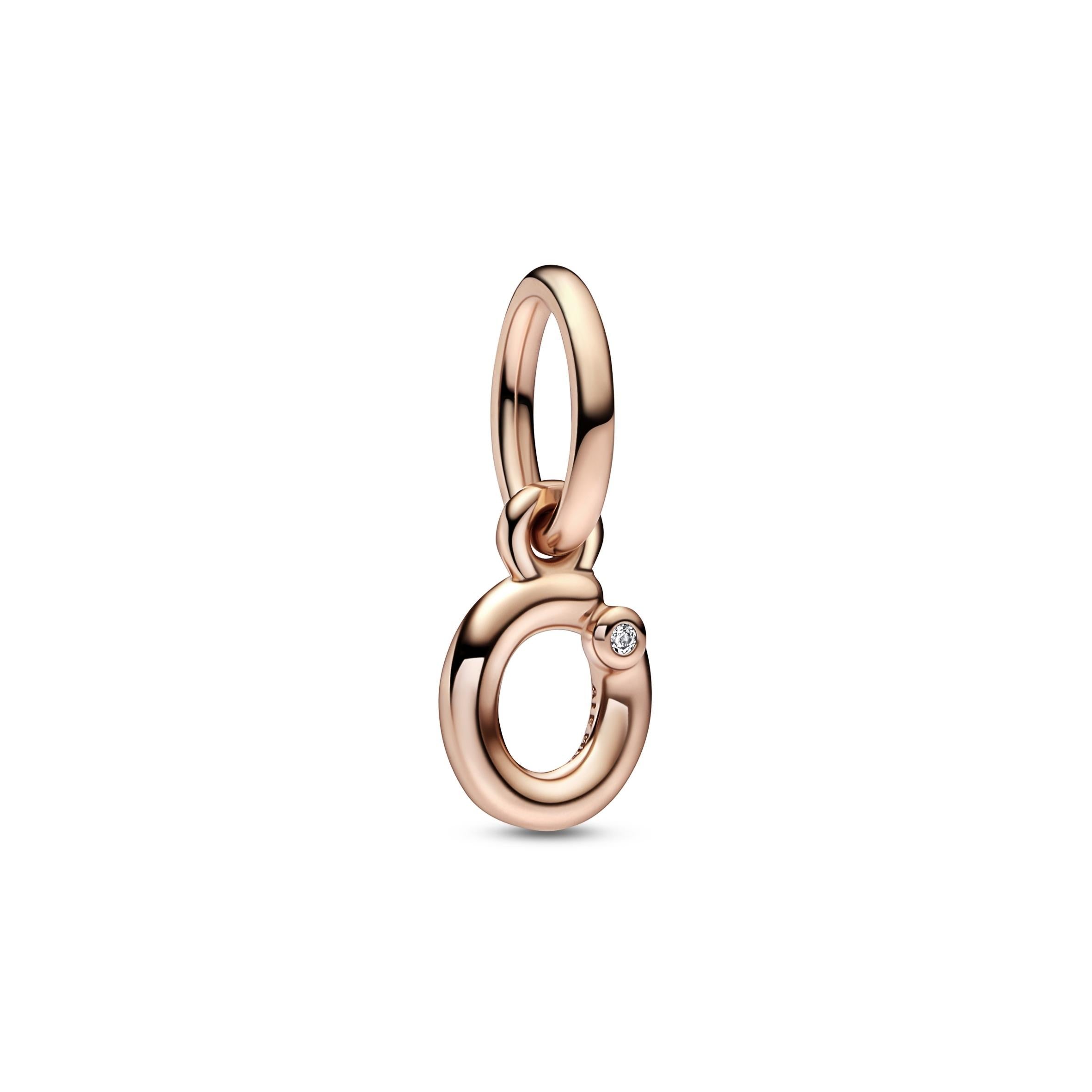 Berloque Prata e Ouro 14k PANDORA LETTER O - Ana Joalheiros