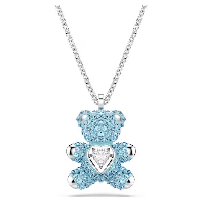 Colar Swarovski Urso, Azul, Lacado a ródio