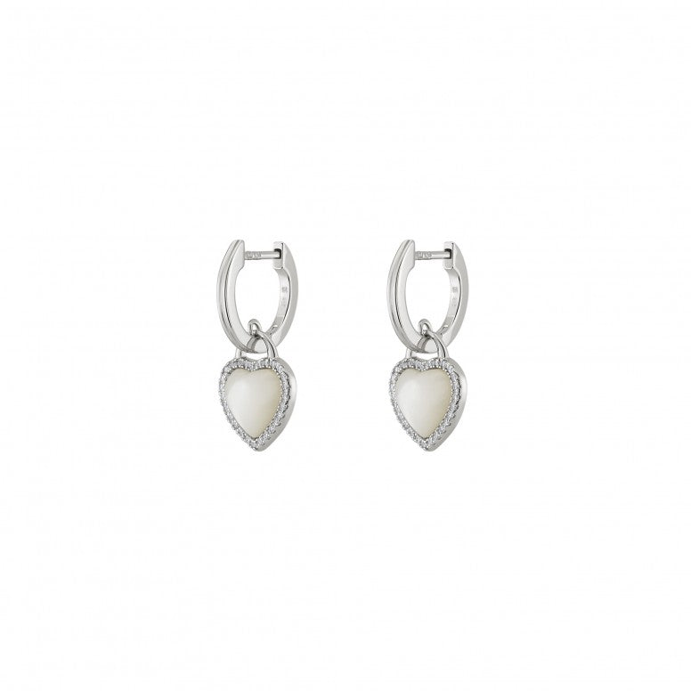 Brincos Unike Heart Mother of Pearl Silver - Ana Joalheiros