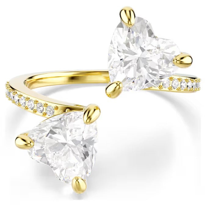 Anel Swarovski Mesmera Lapidação Coração, Pavé, Branco, Lacado a dourado