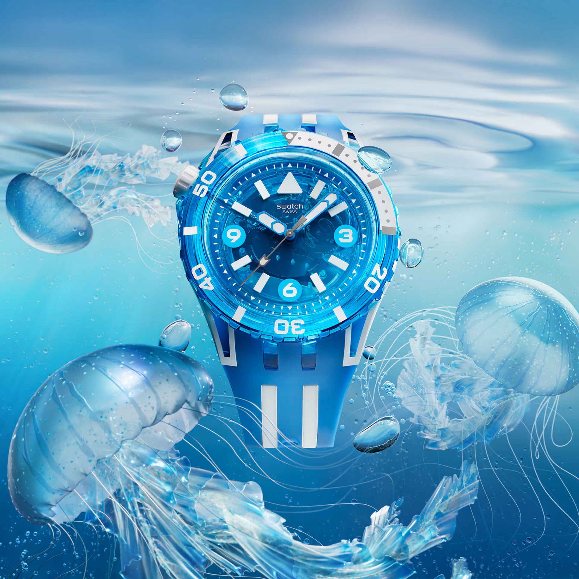 Swatch Aquascuba blue fire watch