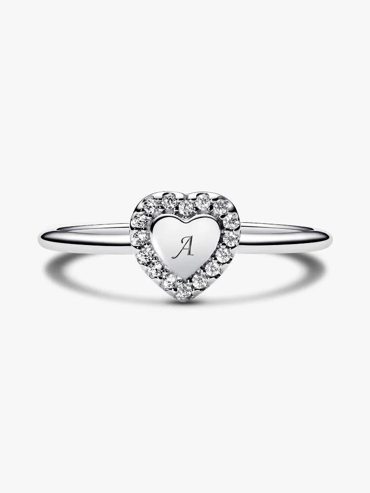 Anel Pandora Engravable heart Sterling