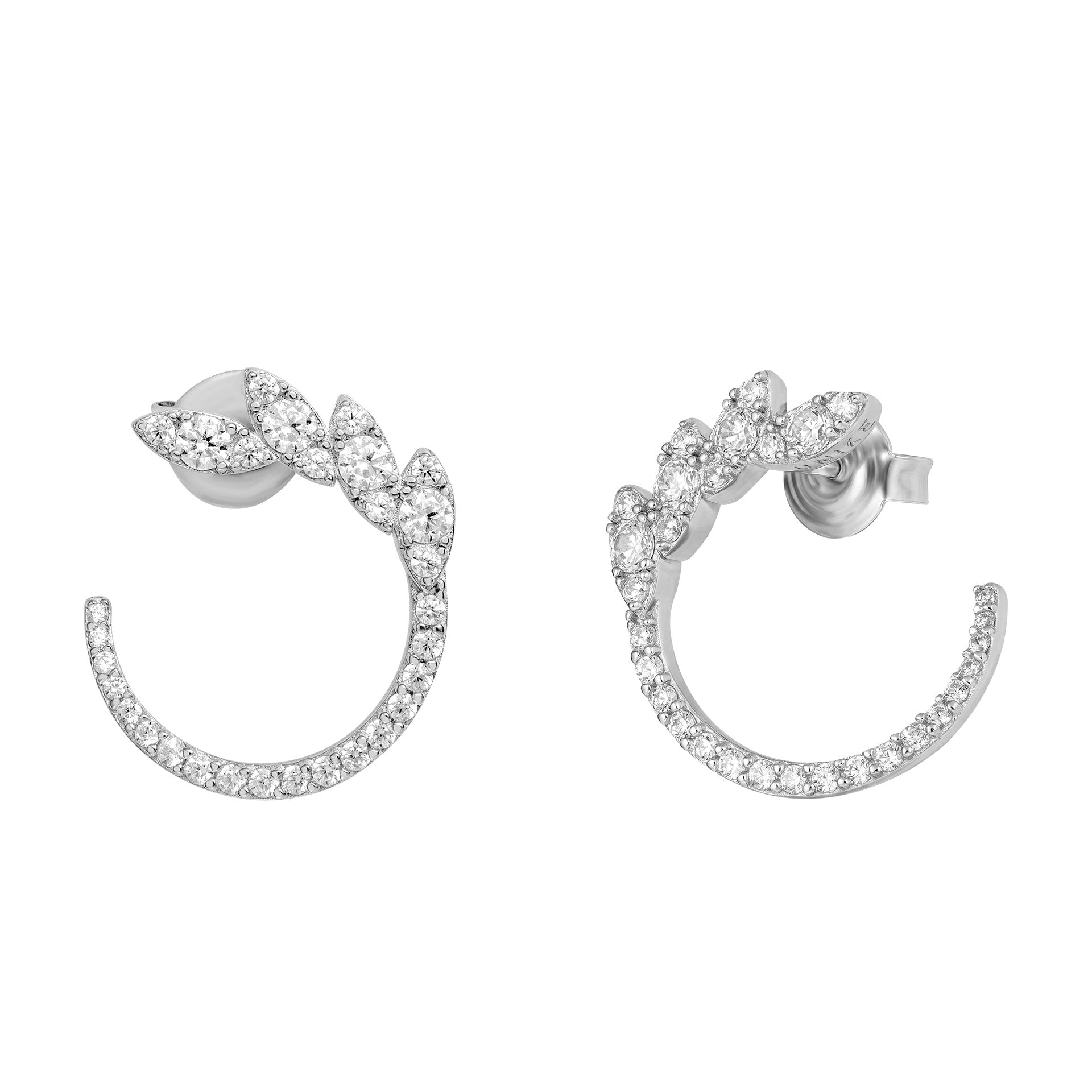 Brincos Unike Classy Folhas em Meio Círculo