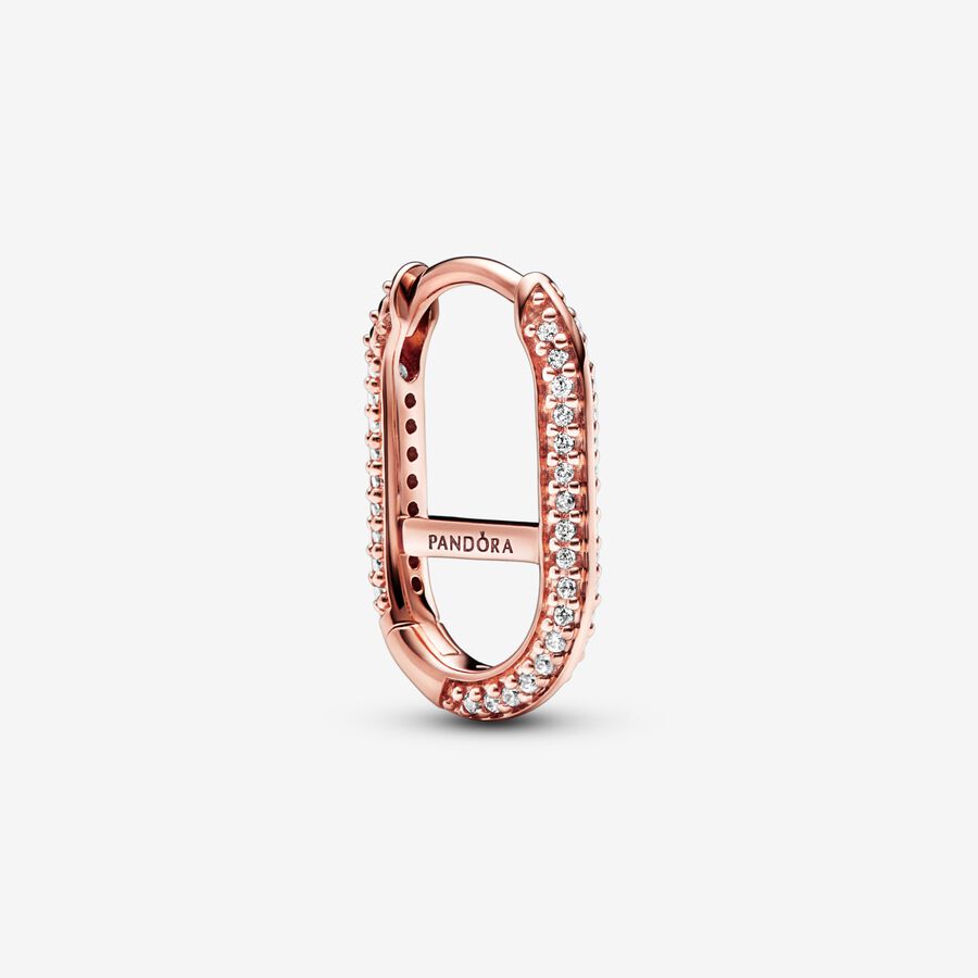 Brincos Pandora 14K Rose gold-plated hoop Link - Ana Joalheiros