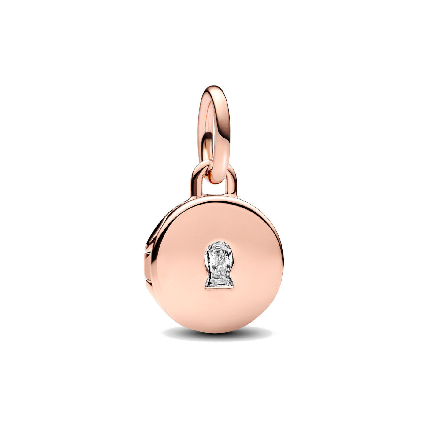Charm Pandora  Key hole engravable locket 14k rose gold - Ana Joalheiros