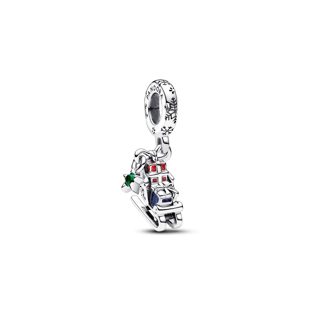 Charm Pandora Christmas sleigh sterling silver dangle with royal
