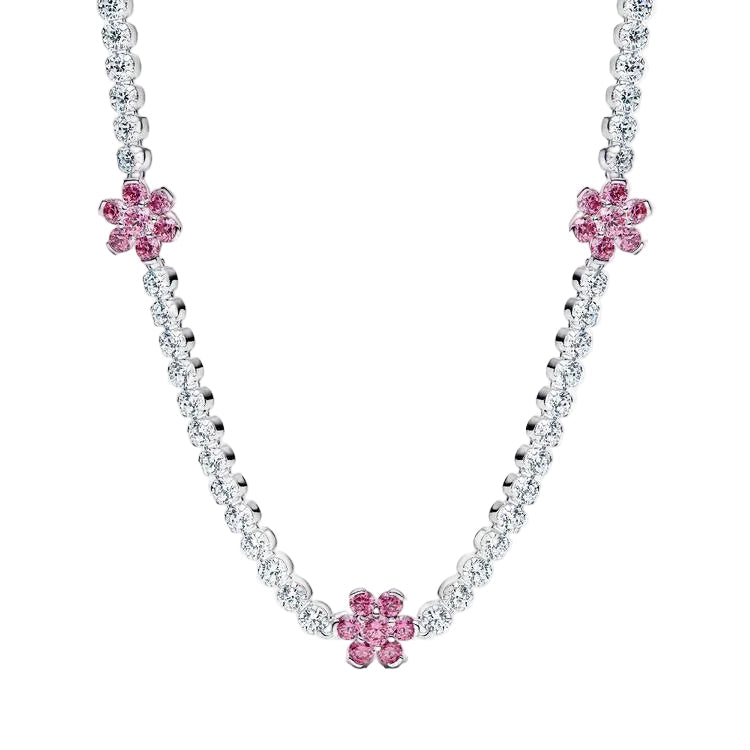 Colar Pandora Flower choker with fancy pink