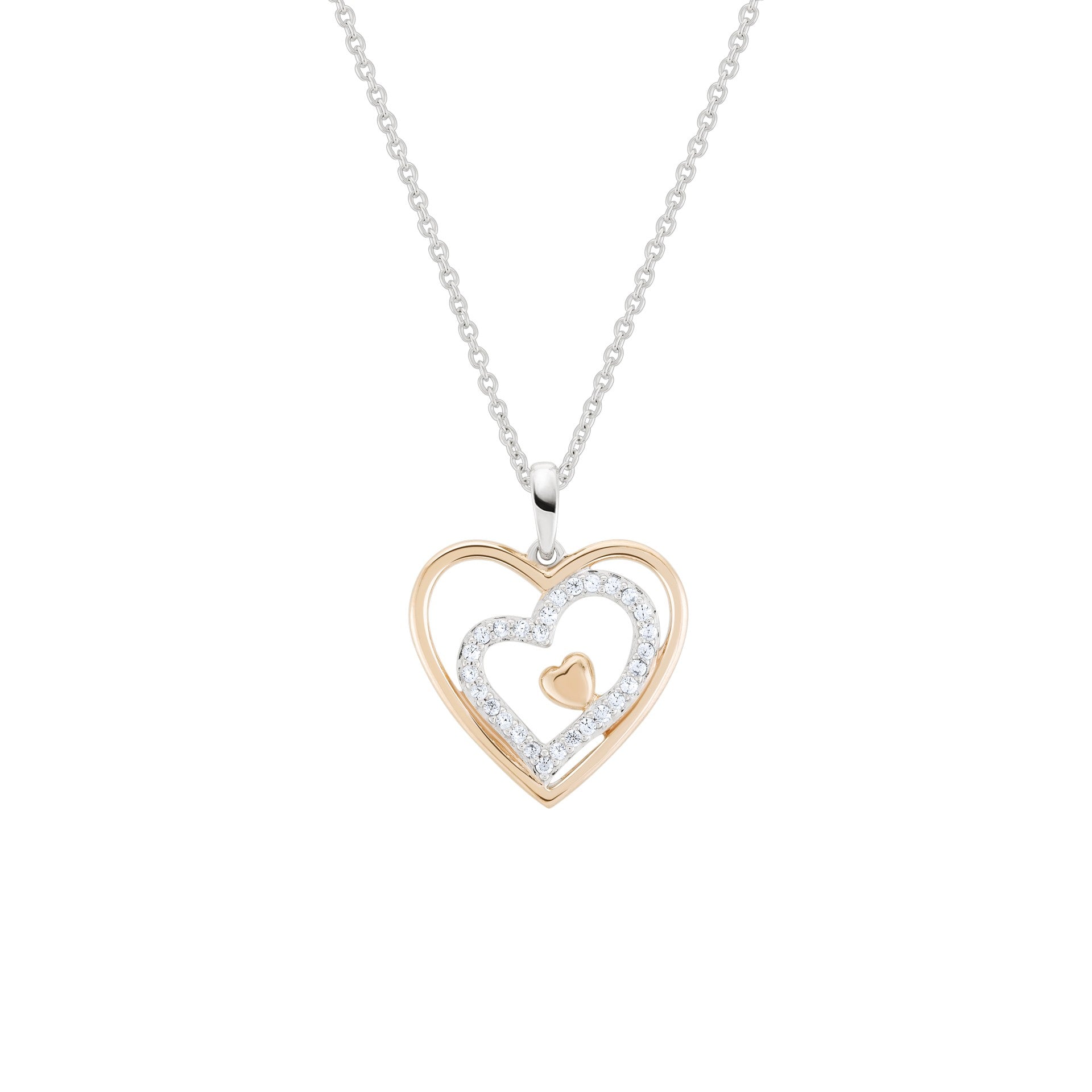 COLAR UNIKE LOVE IN ROSE THREE HEARTS - Ana Joalheiros