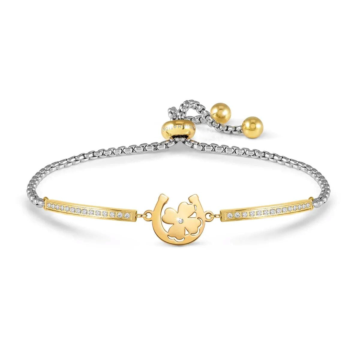 Pulseira Nomination Milleluci Ferradura Trevo Dourada