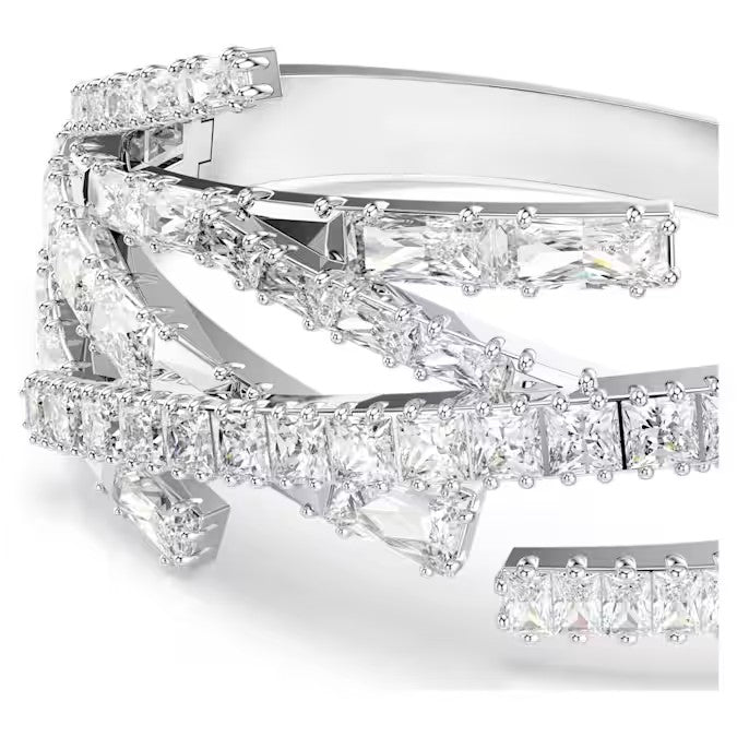 Pulseira Swarovski Matrix Combinação de lapidações, Branca, Lacado a ródio