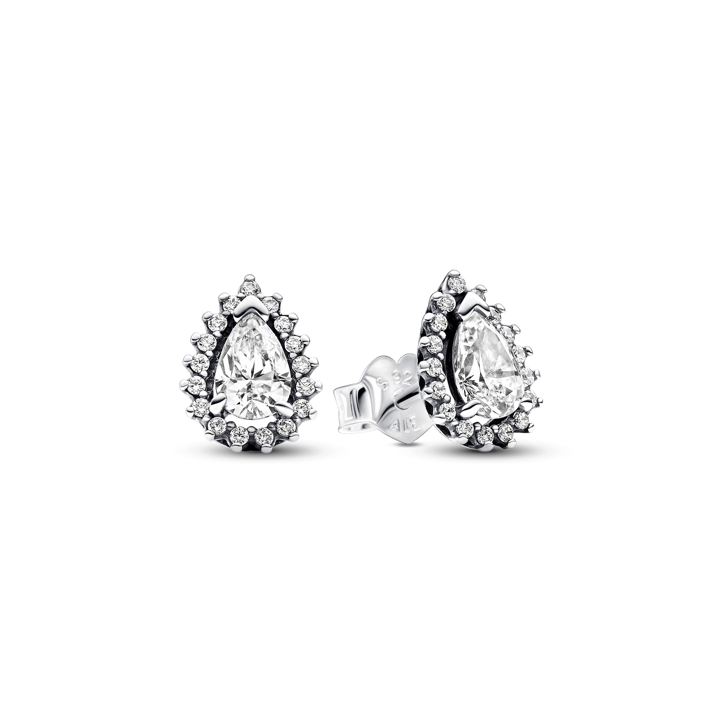 Sterling silver stud earrings with clear cubic zirconia - Ana Joalheiros
