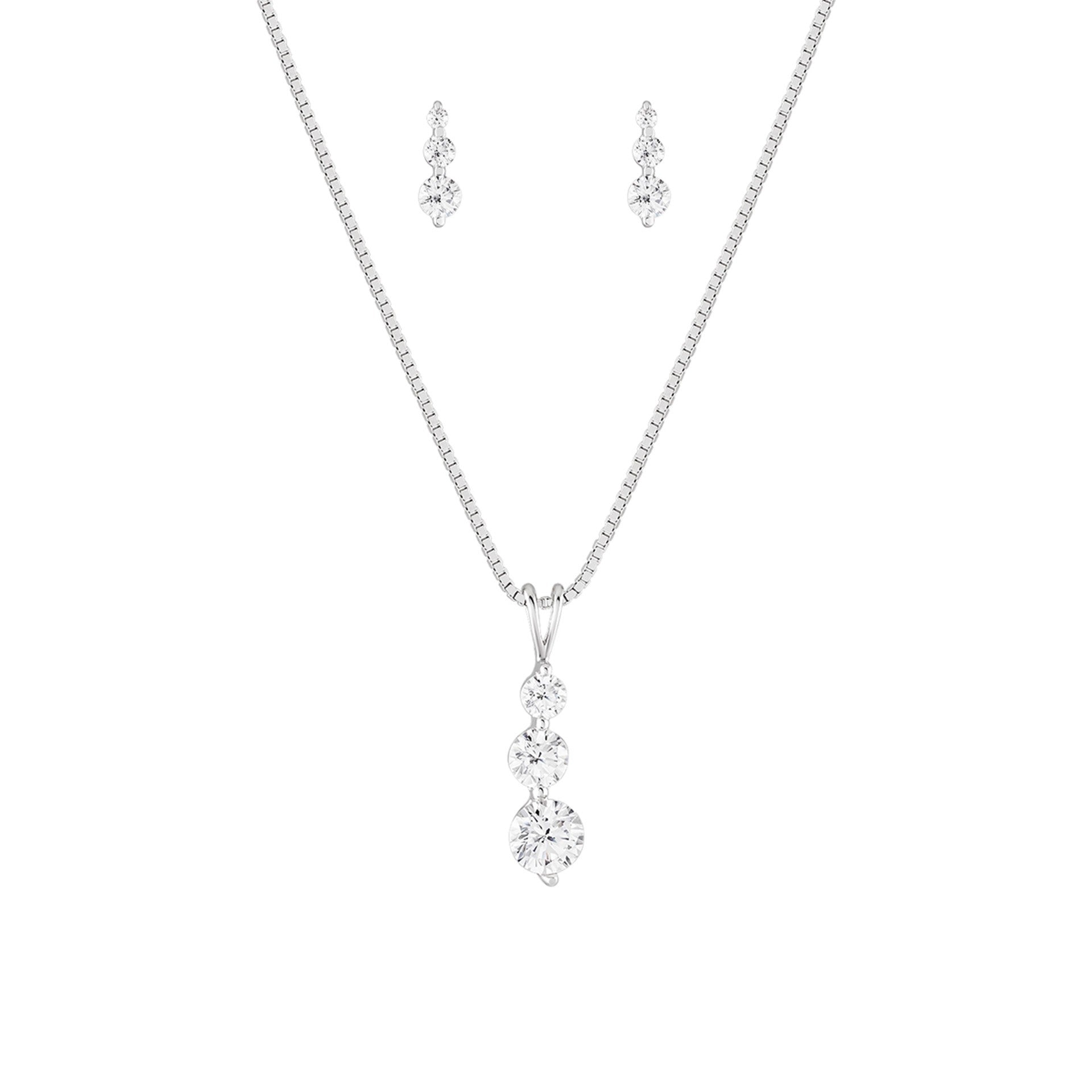 conjunto Brincos e Colar UNIKE CLASSY & CHIC SHINNY SILVER II