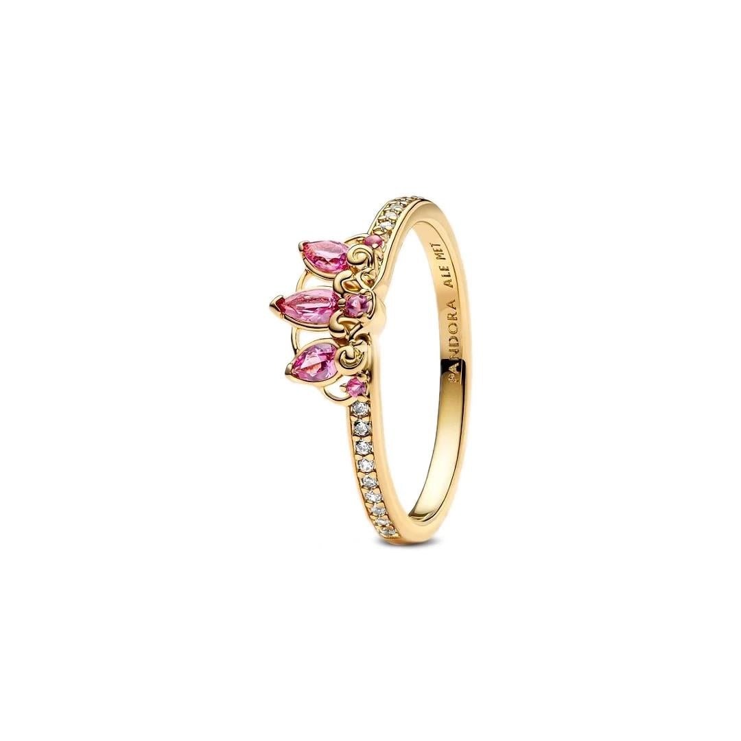 Anel Pandora Disney Rapunzel 14k gold-plated Tiara - Ana Joalheiros