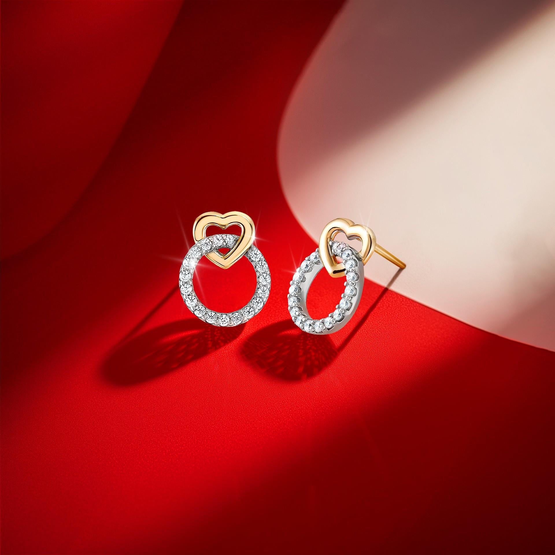 BRINCOS UNIKE CIRCLE AND HEART BICOLOR - Ana Joalheiros