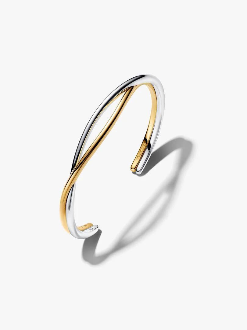 Pulseira Pandora  aberta bicolor entrelaçada