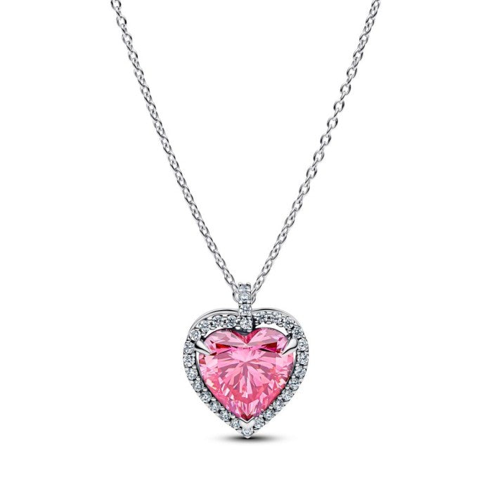Colar Pandora Heart Fancy Pink