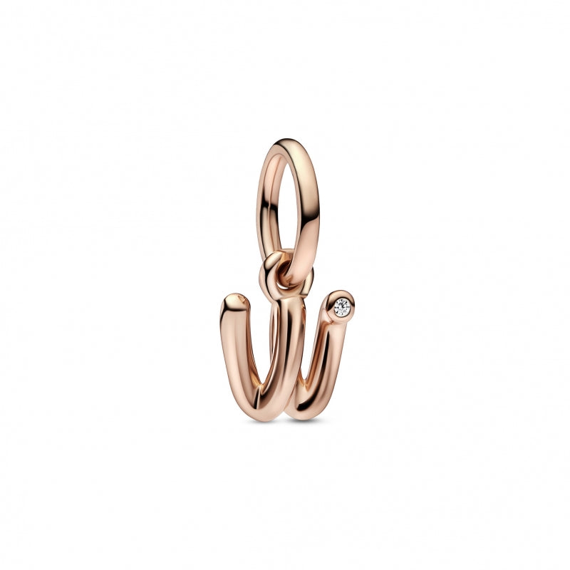 Berloque Prata e Ouro 14k PANDORA LETTER W - Ana Joalheiros