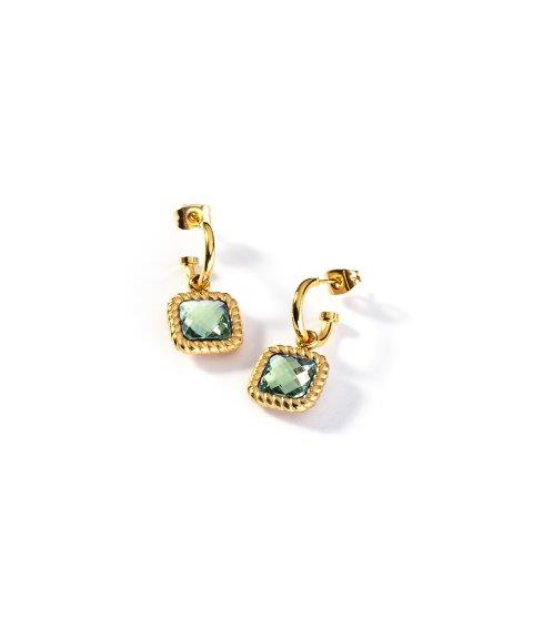Brincos Anjewels My Way Dourados e Verdes - Ana Joalheiros