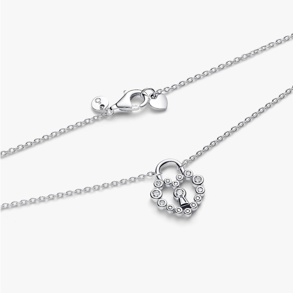 Colar Pandora Cadeado Coração com Zircónias