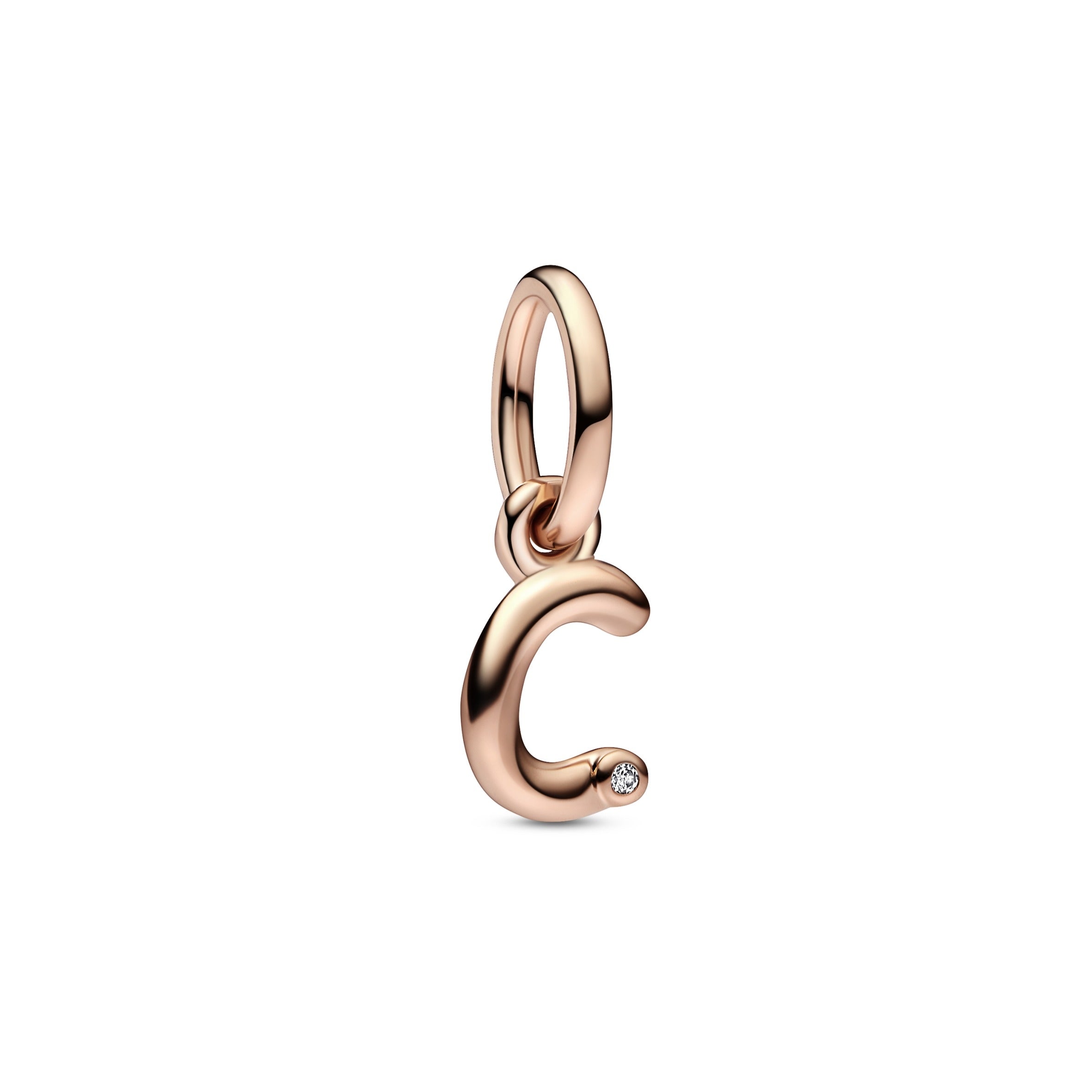 Berloque Prata e Ouro 14k PANDORA LETTER C - Ana Joalheiros