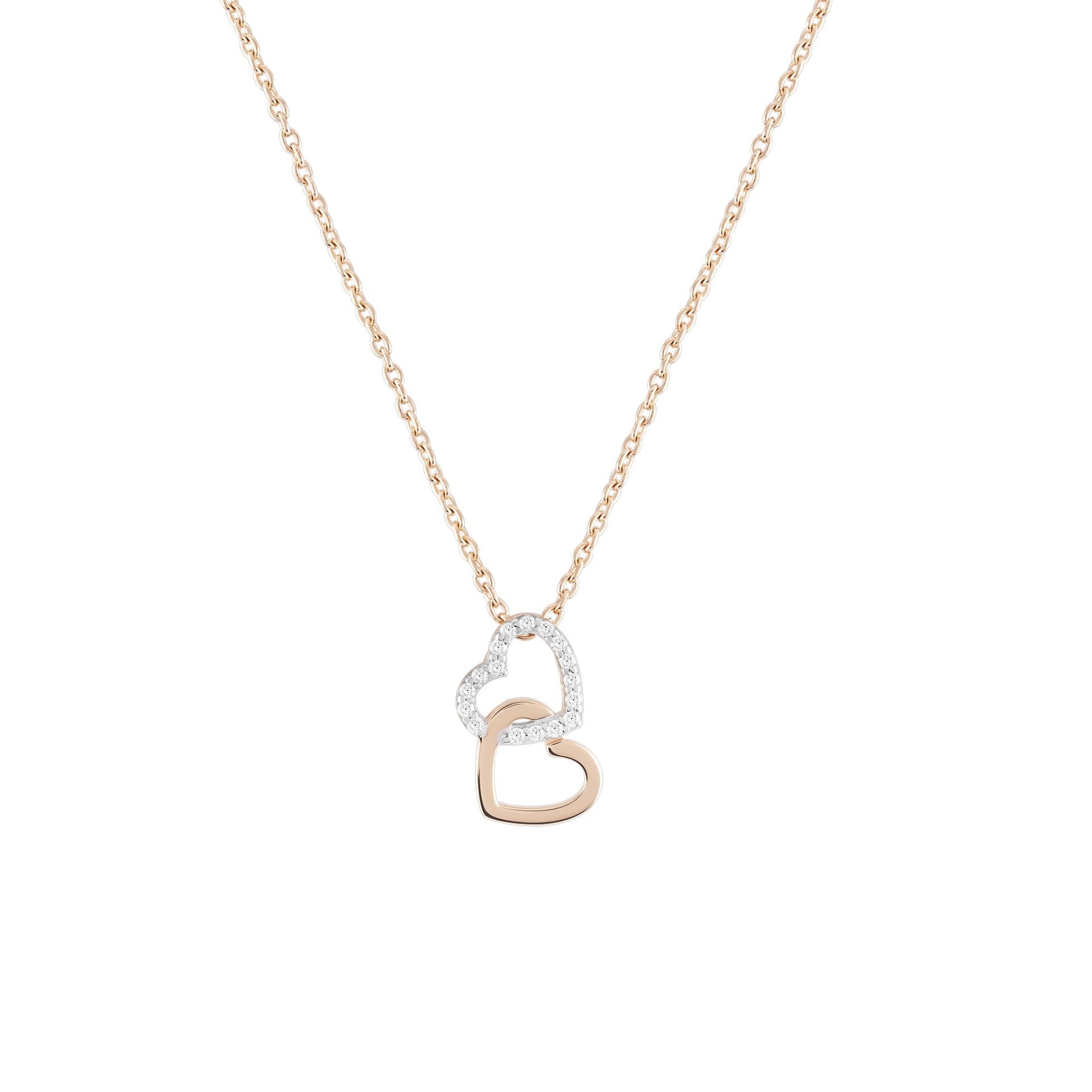 COLAR UNIKE LOVE IN ROSE DOUBLE HEARTS - Ana Joalheiros