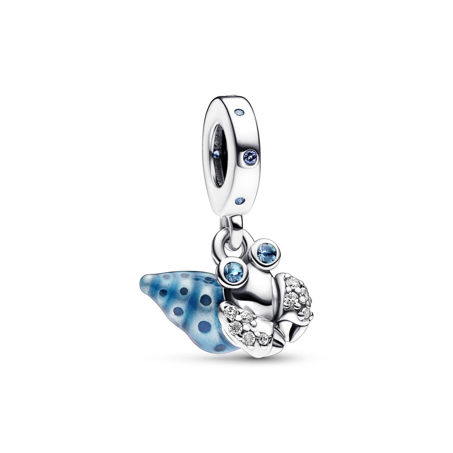 Charm Hermit crab sterling silver dangle with stellar blue - Ana Joalheiros