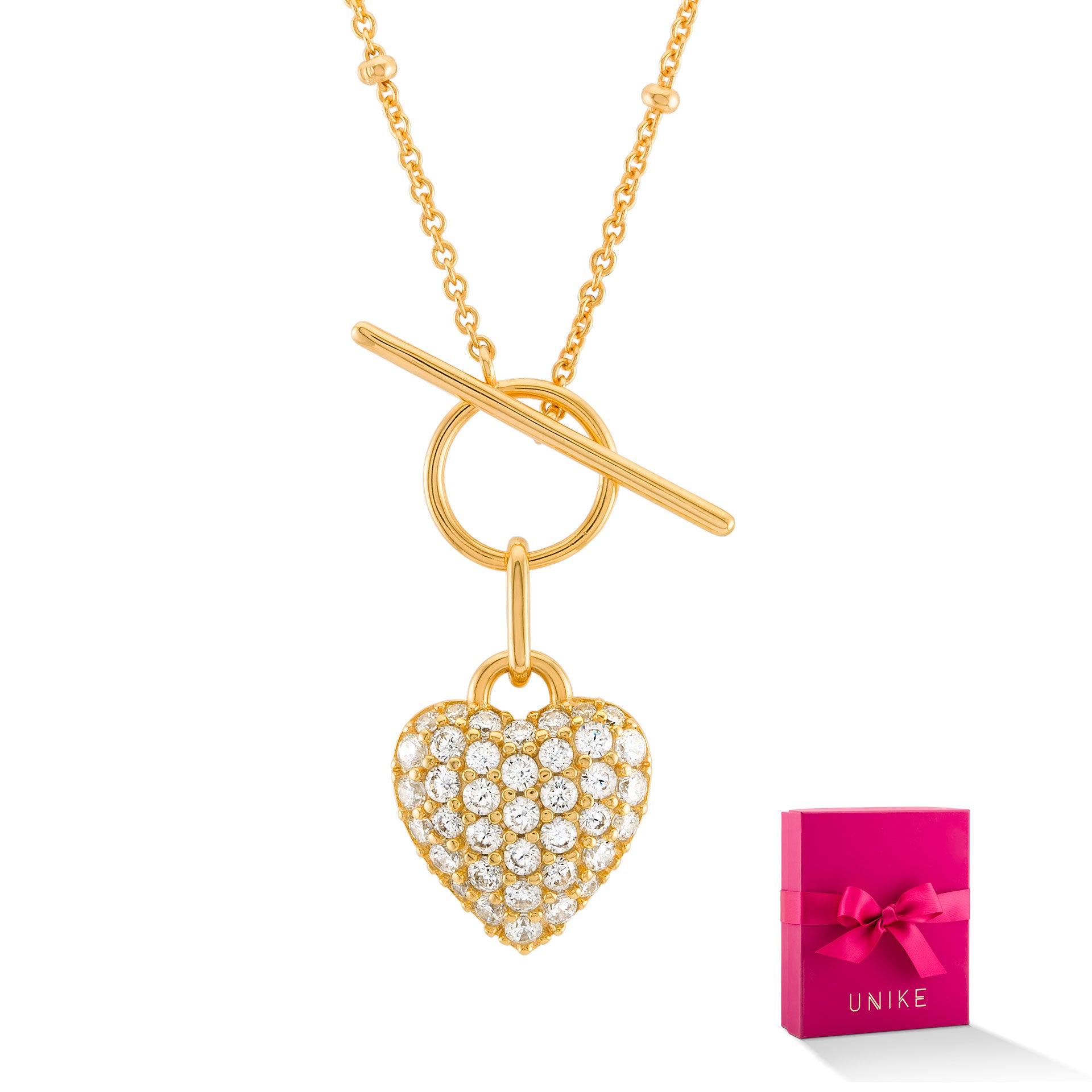 Colar Unike Dia da Mãe Coração & Travinca Dourado