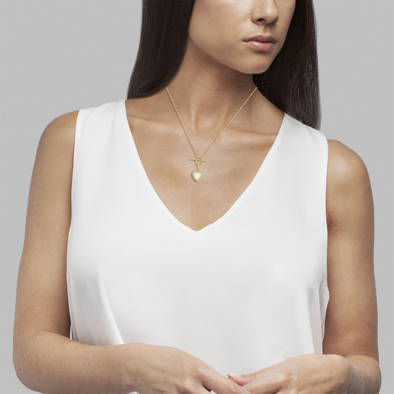 COLAR UNIKE  HEART MOTHER OF PEARL GOLD - Ana Joalheiros
