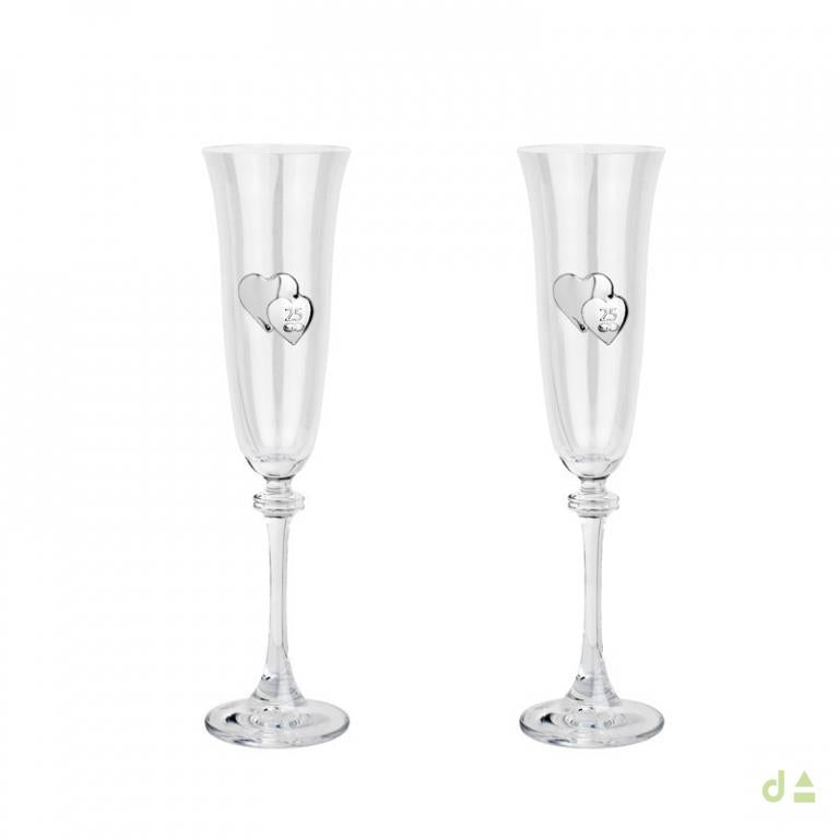 Bibelot Dhome Conj.2 Flutes Coracoes - 25Anos