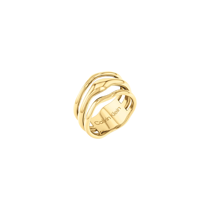 Ana Joalheiros - Anéis Calvin Klein - Anel dourado Calvin Klein Wavy 35000723D 