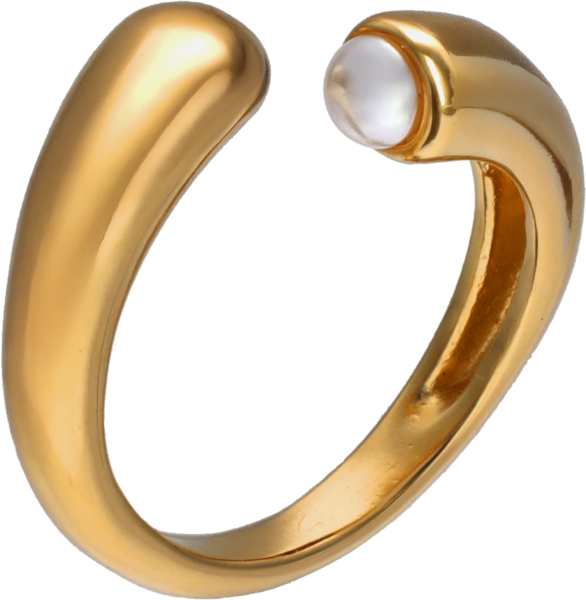 Ana Joalheiros - Anéis Prata - Anel dourado com pérola Majorica Drop 18167.01.1.R93.000.1