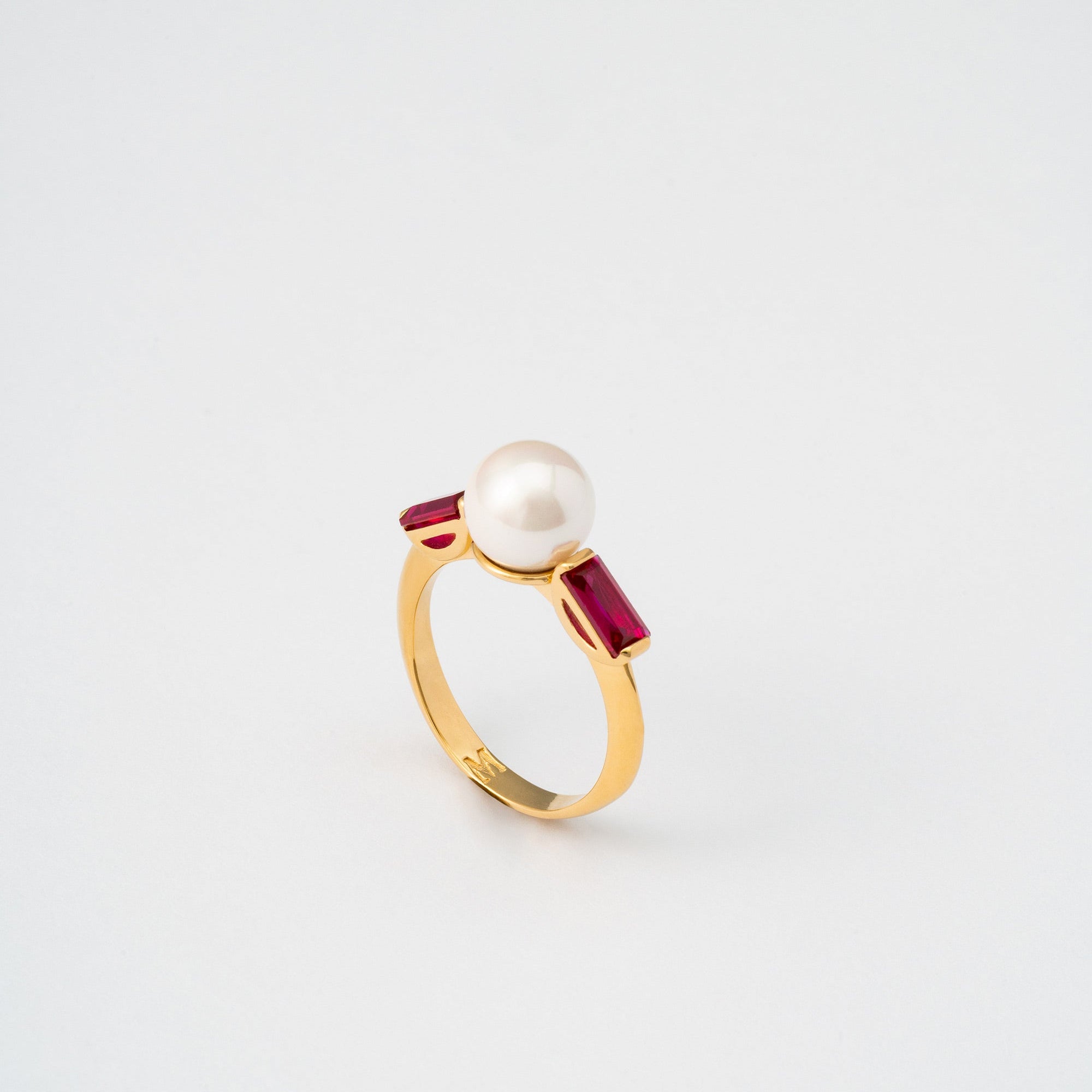 Ana Joalheiros - Anéis Prata - Anel dourado com pérola Majorica Selene 17268.01.1.R17.000.1