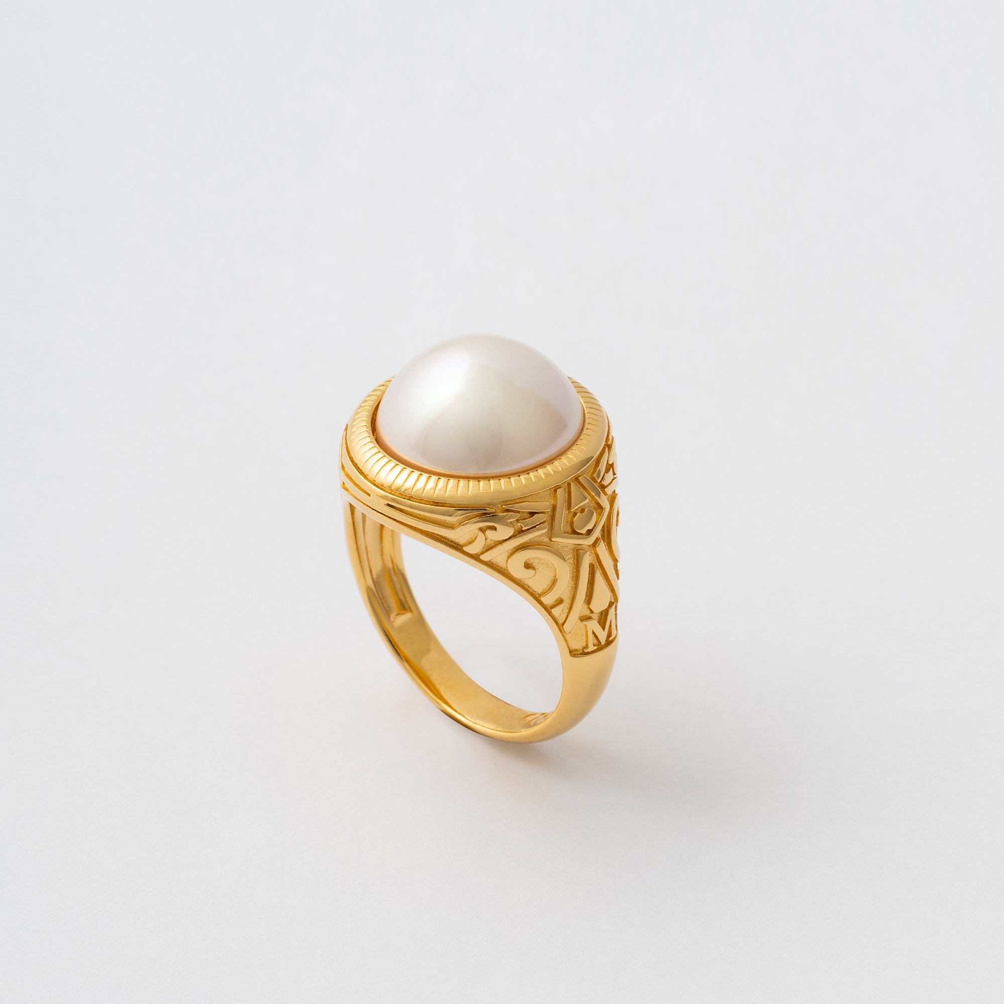 Ana Joalheiros - Anéis Prata - Anel dourado com pérola Majorica Zale 12 mm 17218.01.1.919.010.1 