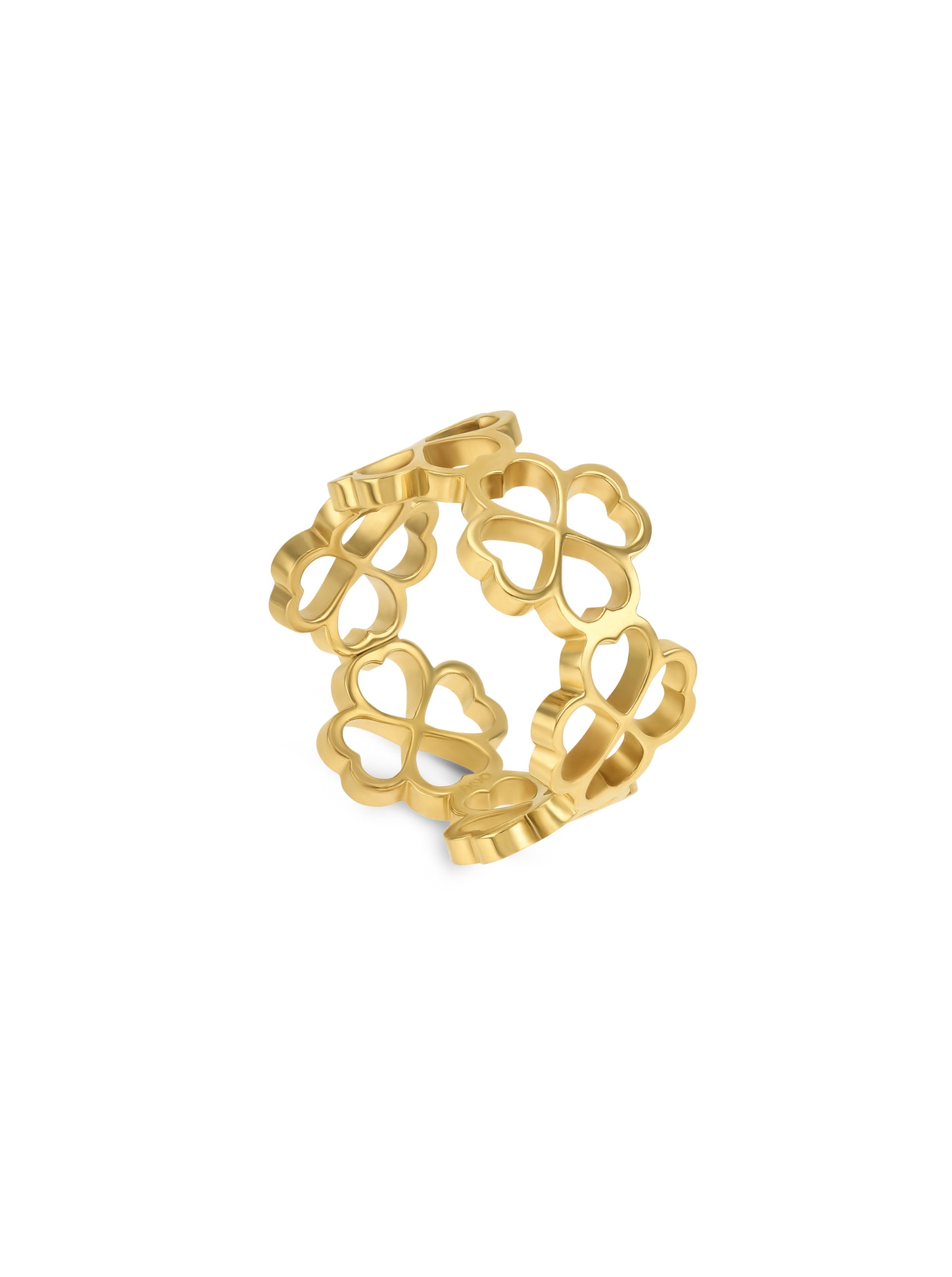 Ana Joalheiros - Anéis One - Anel dourado One Bliss 7 OJBLR02G-7 Trevo