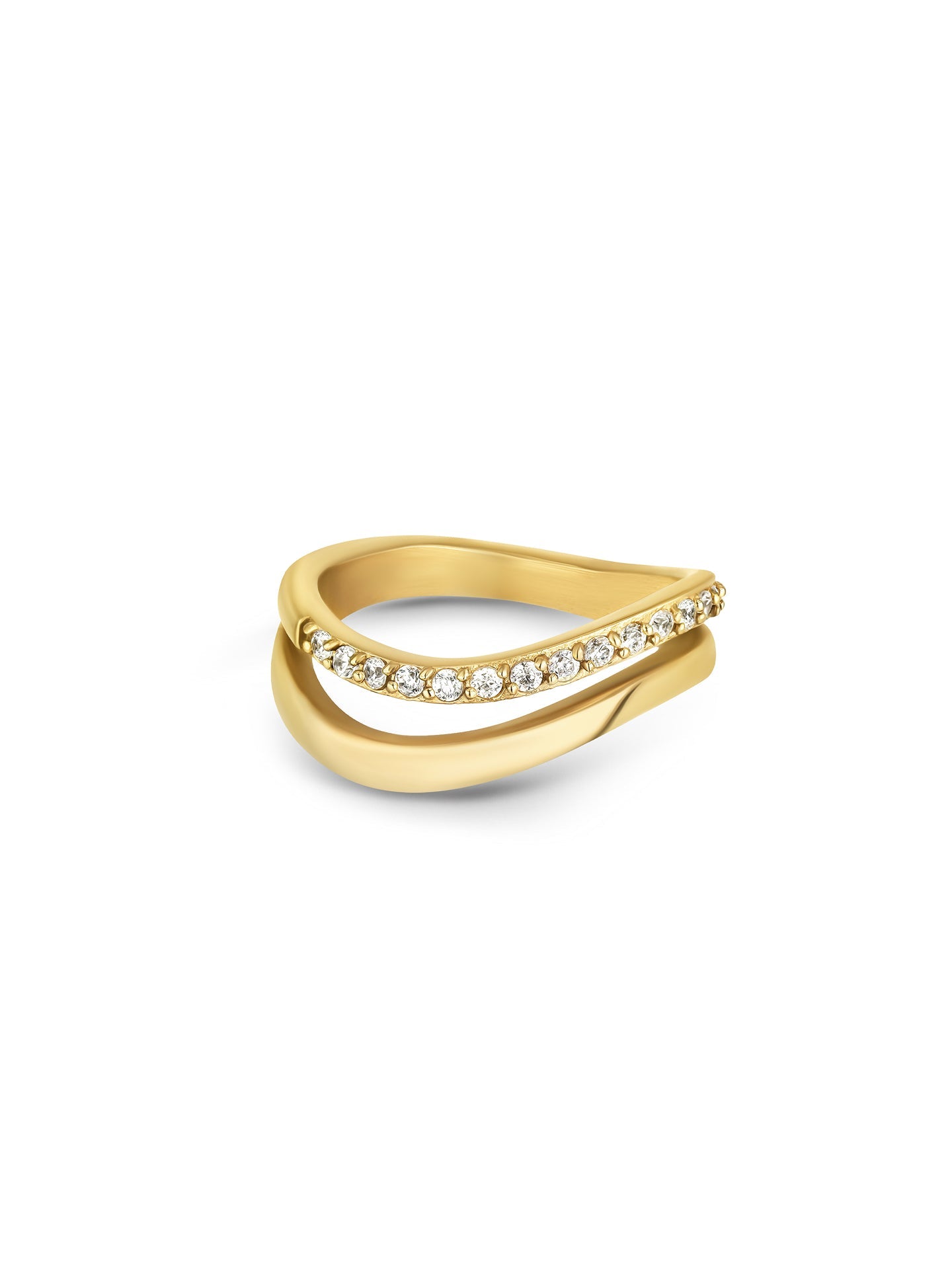 Ana Joalheiros - Anéis One - Anel dourado One London OJNYR56G-8 Zirconias