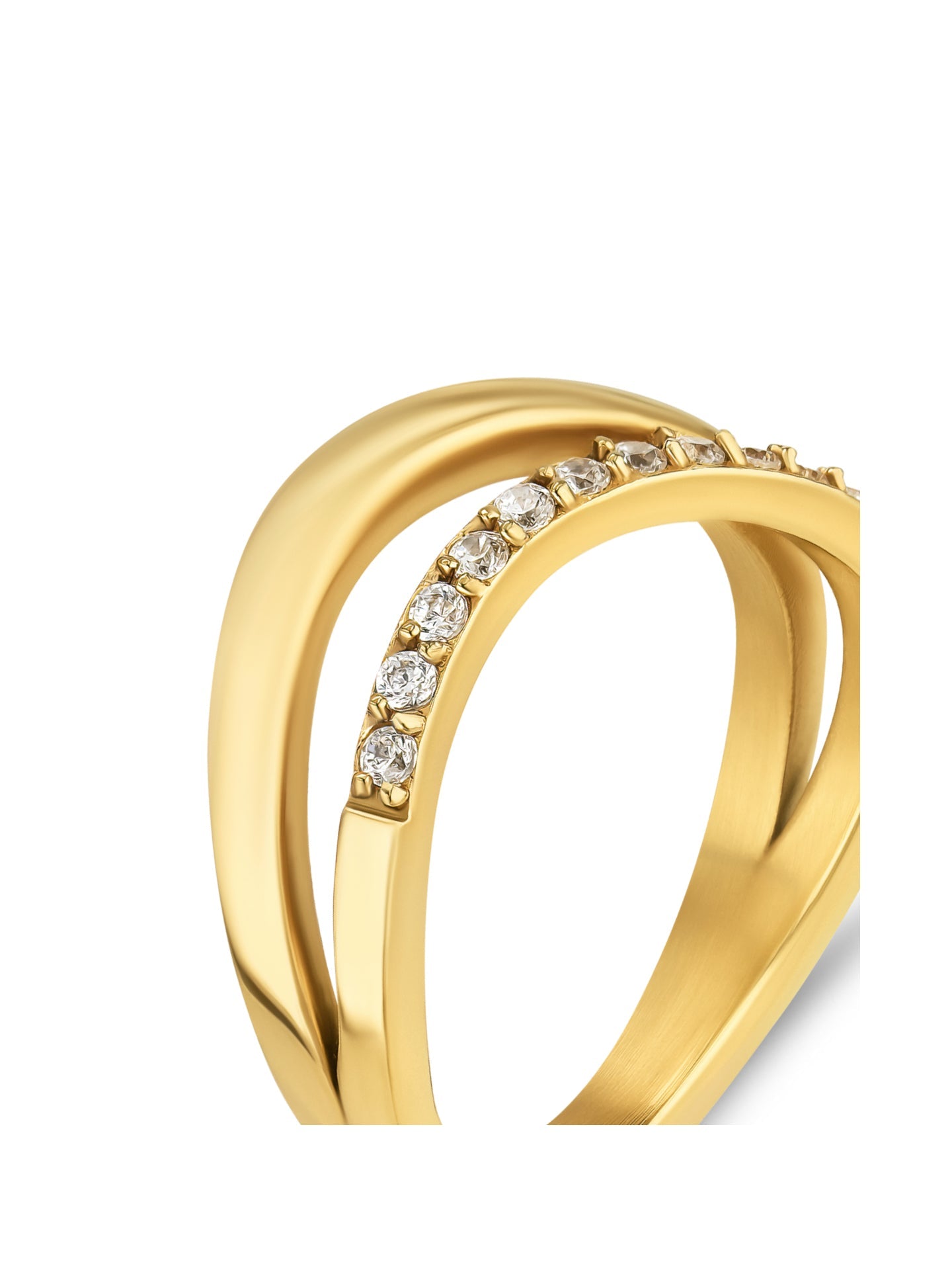 Ana Joalheiros - Anéis One - Anel dourado One London OJNYR56G-8 Zirconias Detalhes
