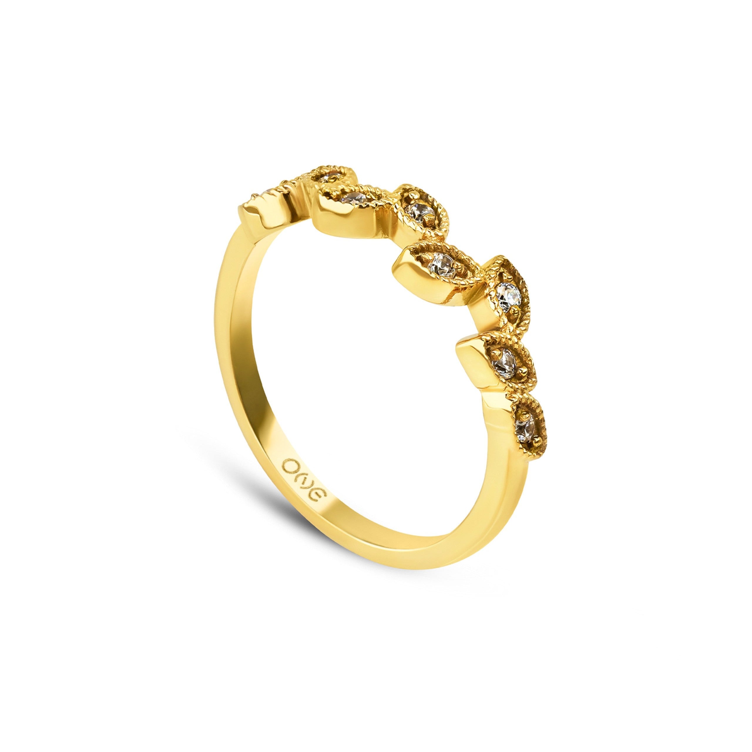 Ana Joalheiros - Anéis One - Anel dourado One Ophelia Crystal Golden OJATR02D-7 