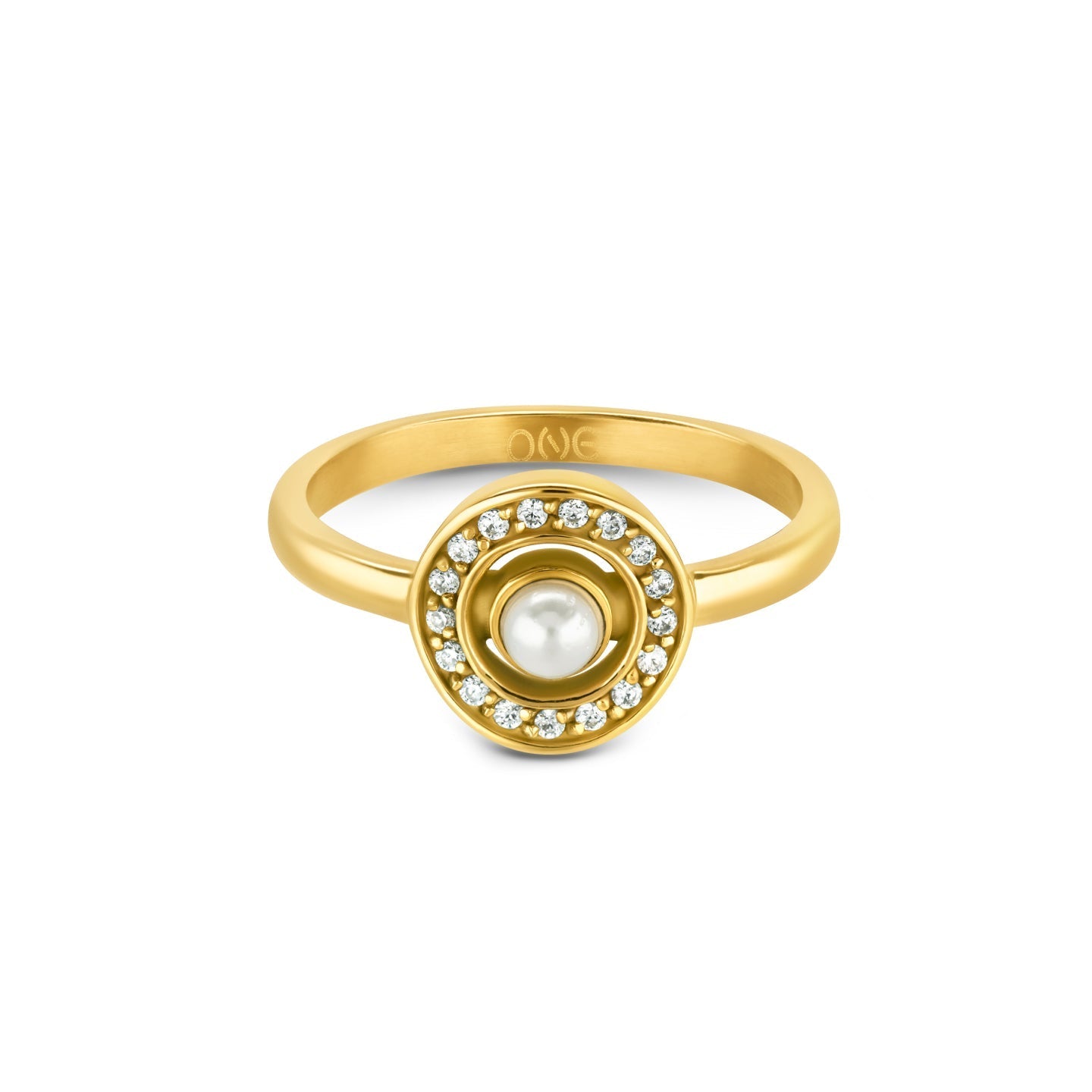 Ana Joalheiros - Anéis One - Anel dourado One Ophelia Pearl Golden OJATR01D-5 