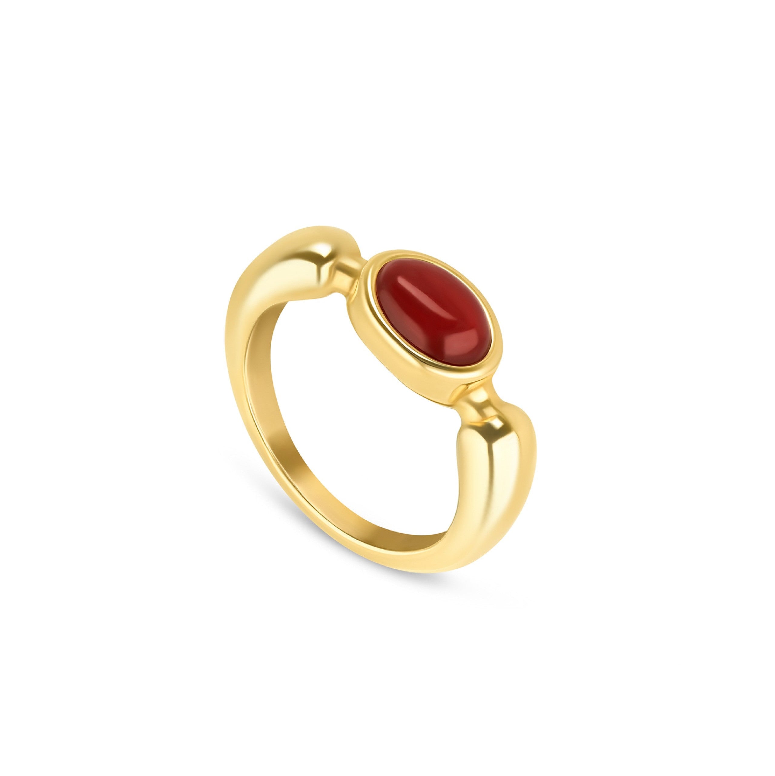 Ana Joalheiros - Anéis One - Anel dourado One Red Flame Golden 6 OJRDR01G-6 