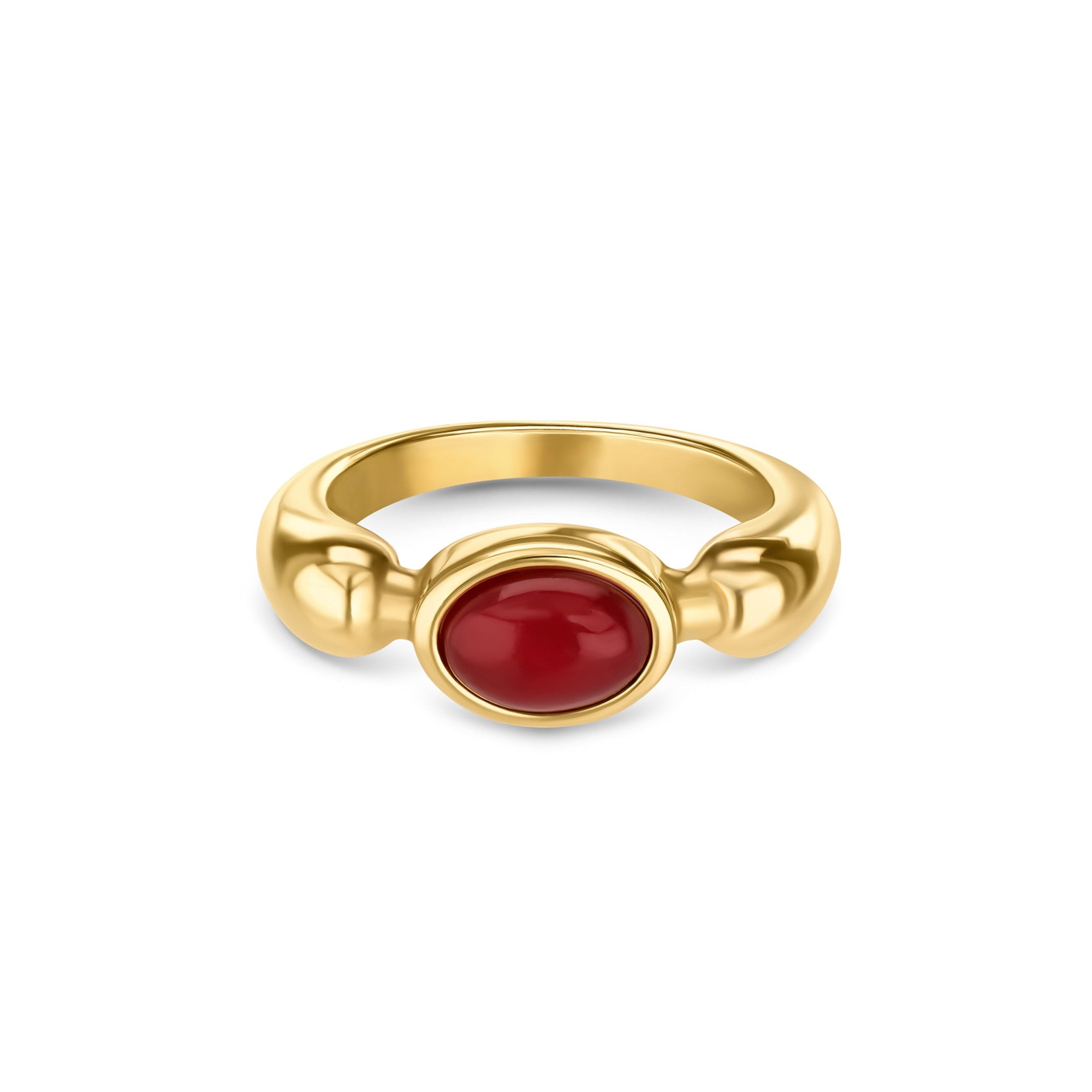Ana Joalheiros - Anéis One - Anel dourado One Red Flame Golden 6 OJRDR01G-6 Vermelho